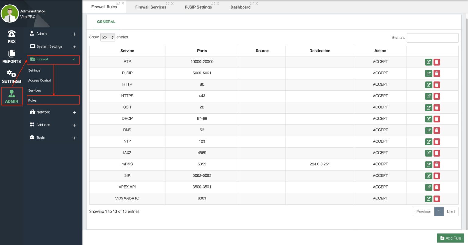 NAT Settings and Firewall Overview | VitalPBX Wiki