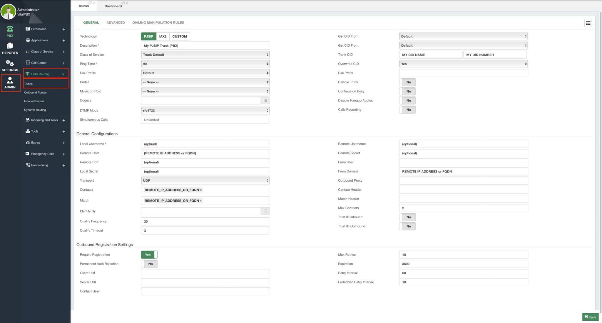 Callcentric Trunk Trunks | VitalPBX Wiki