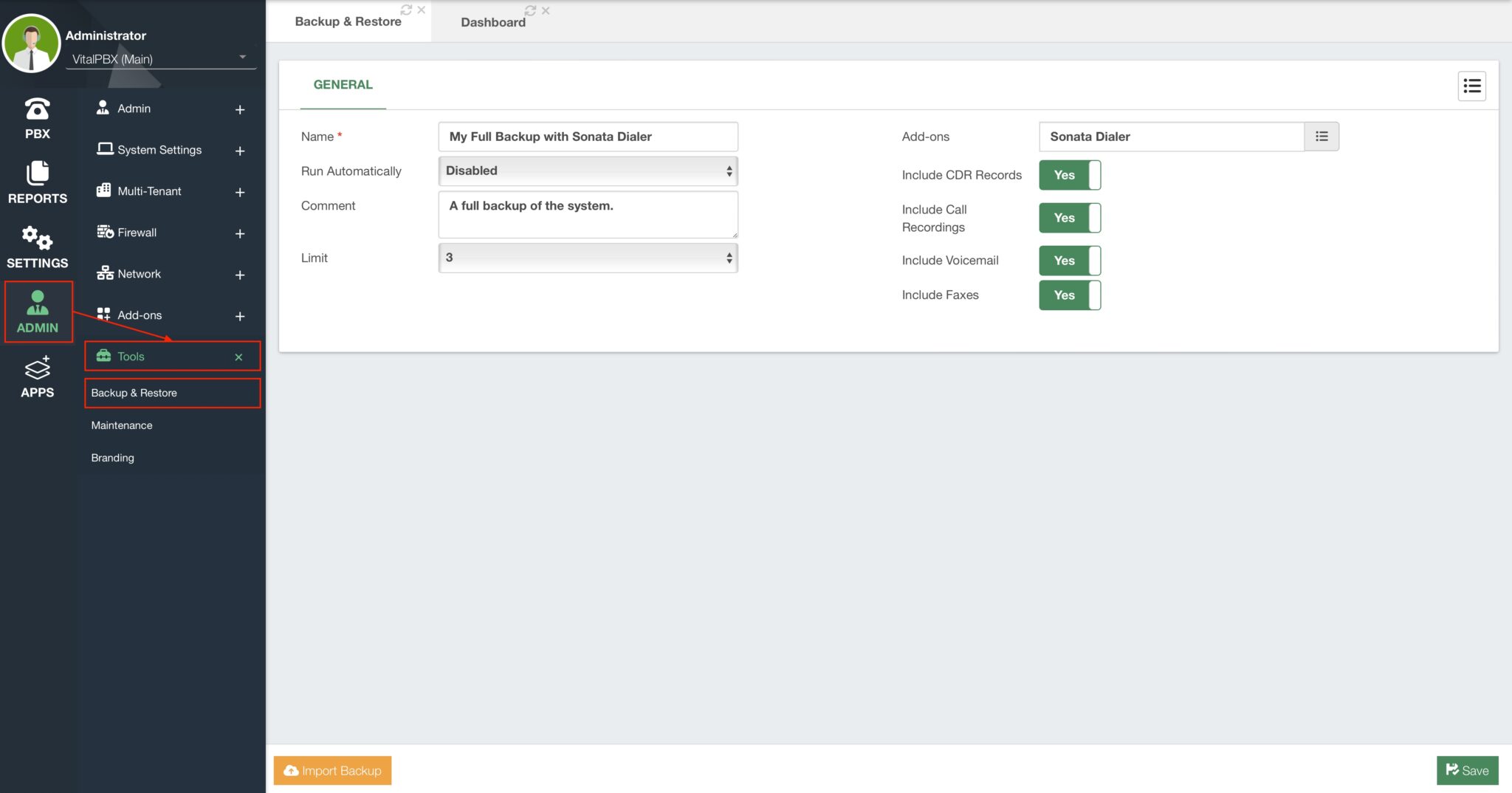 Backup and Restore | VitalPBX Wiki